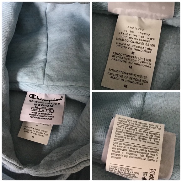 CHAMPION Reverse Weave Woman’s Light Blue Hoodie - Size Medium - Picture 6 of 13